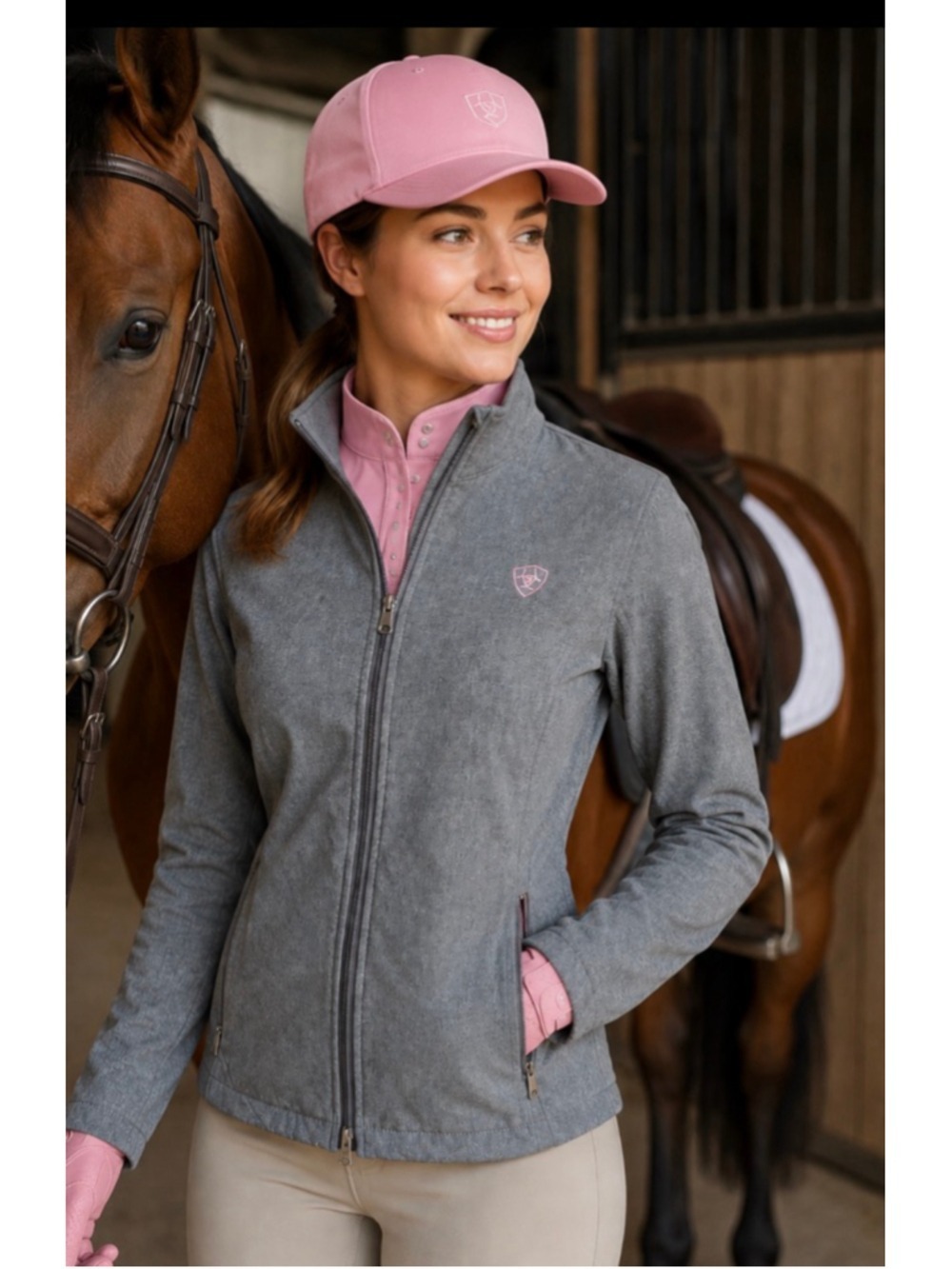 NWOT ARIAT Gray Pink Soft Shell Jacket XS